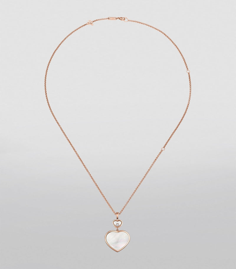 Chopard Happy Hearts pendant necklace rose gold mother-of-pearl diamond, imported from the UK