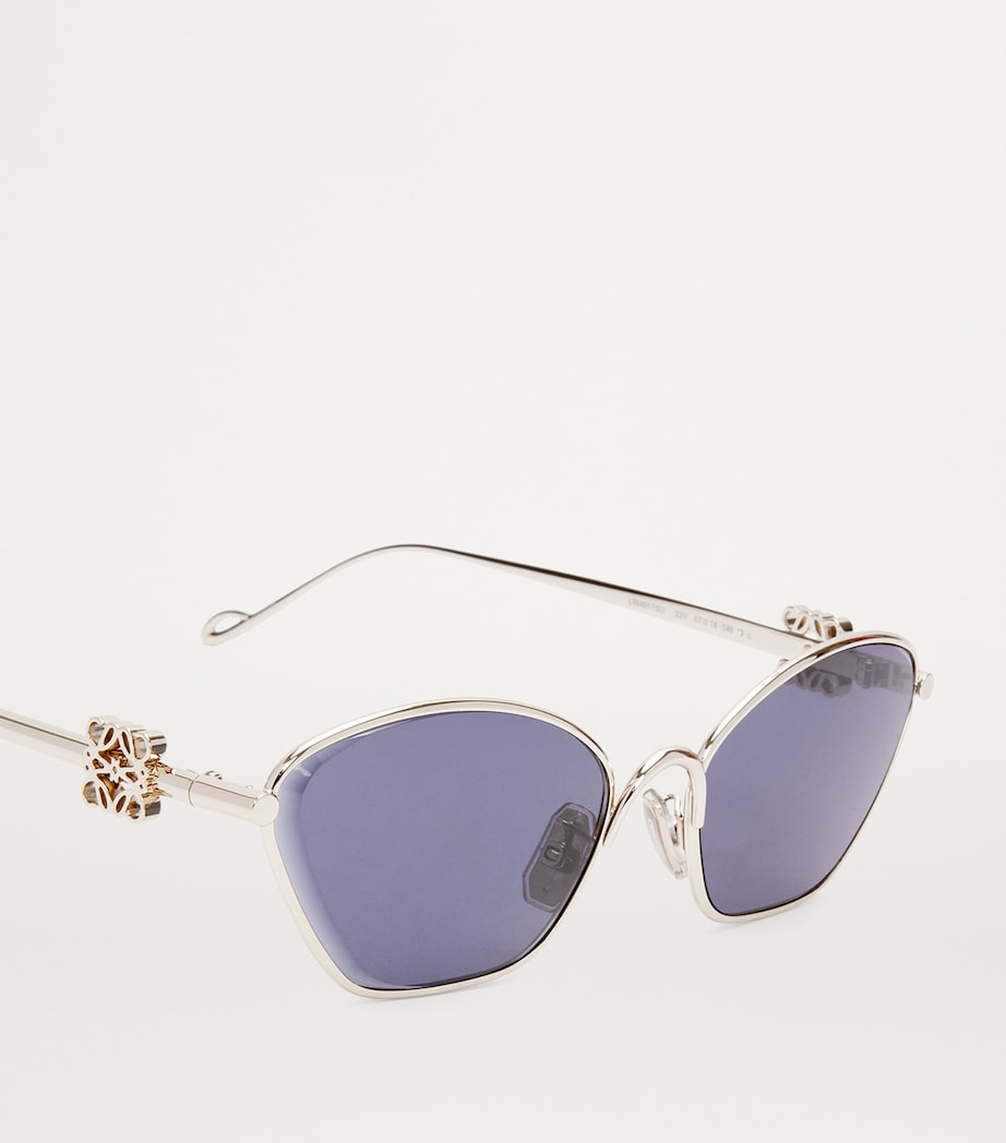 LOEWE hexagonal sunglasses silver metal blue tinted lenses (British brand)