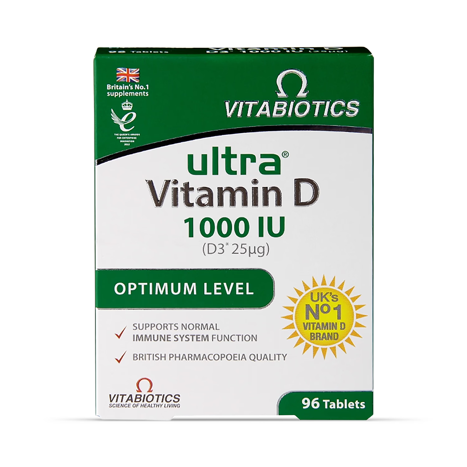 Vitabiotics Ultra Vitamin D 1000 IU 96 Tablets (British brand)