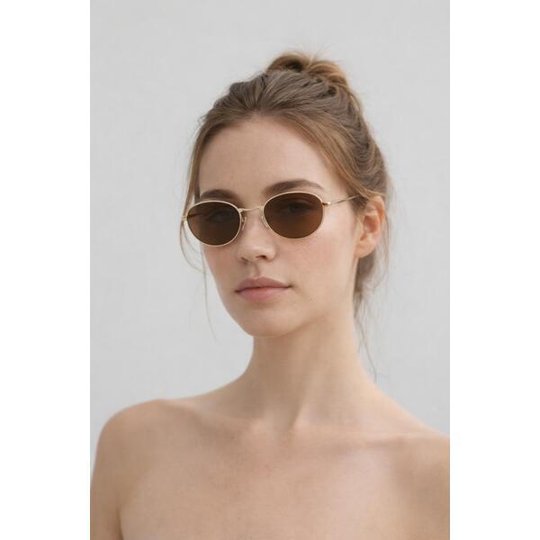 SVNX metal oval cat eye sunglasses brown lens, UK version