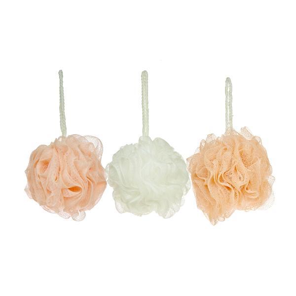Bathtopia exfoliating bath poufs set of 3 sponges, imported from the UK