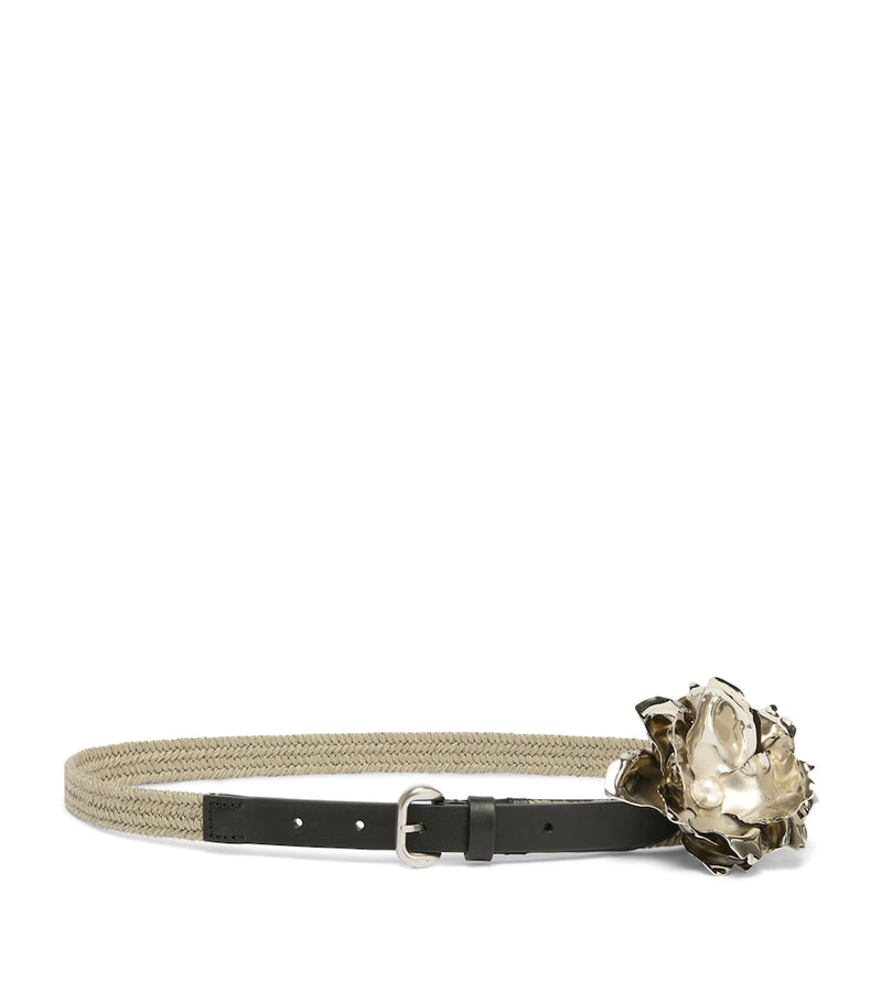 Weekend Max Mara flower belt leather-linen 2cm - British product
