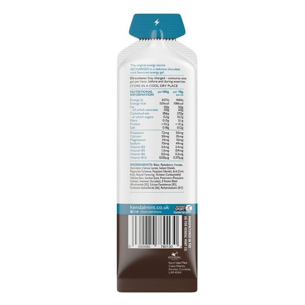 KMC energy gel Chocolate Mint flavour 48x70g - British product