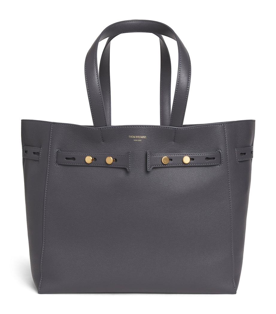 Thom Browne leather Cabas tote bag with zip pouch - British product