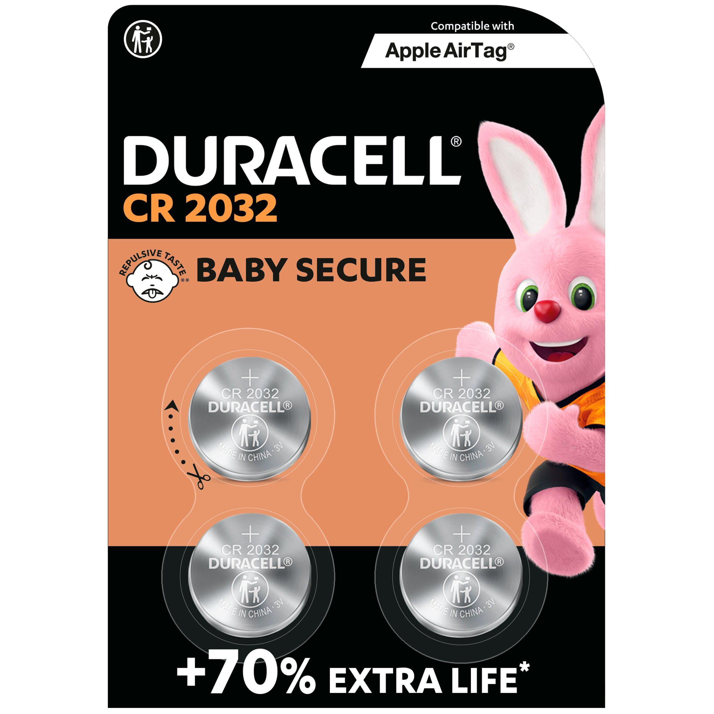 Duracell Specialty 2032 Lithium Coin Battery 3V (DL2032 / CR2032), pack of 4 GOODS Sainsburys   