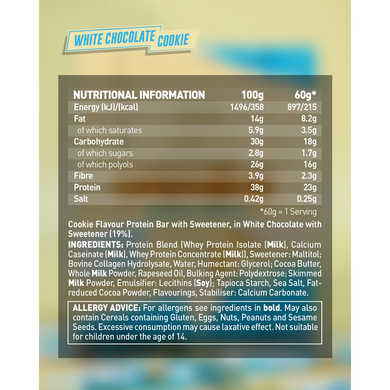 Grenade protein bar white chocolate cookie 60g, imported from the UK