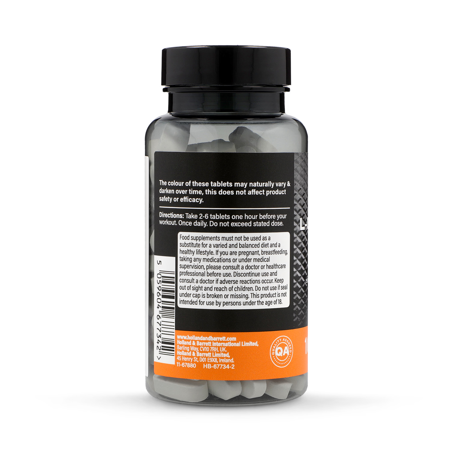 L-Glutamine amino acid supplement tablets 500mg 100 count, imported from the UK