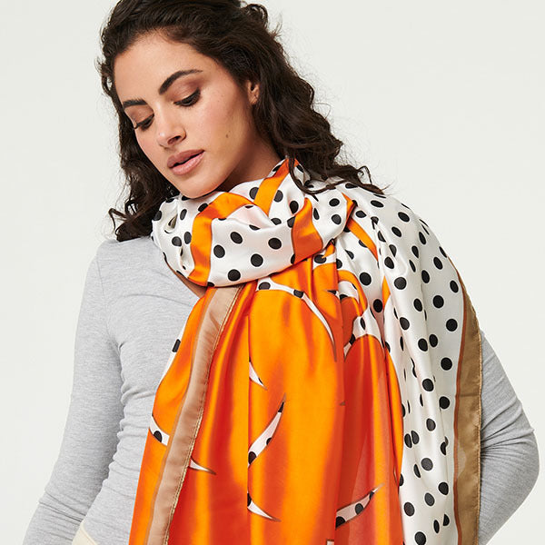 Izabel London polka dot border print scarf (British brand)