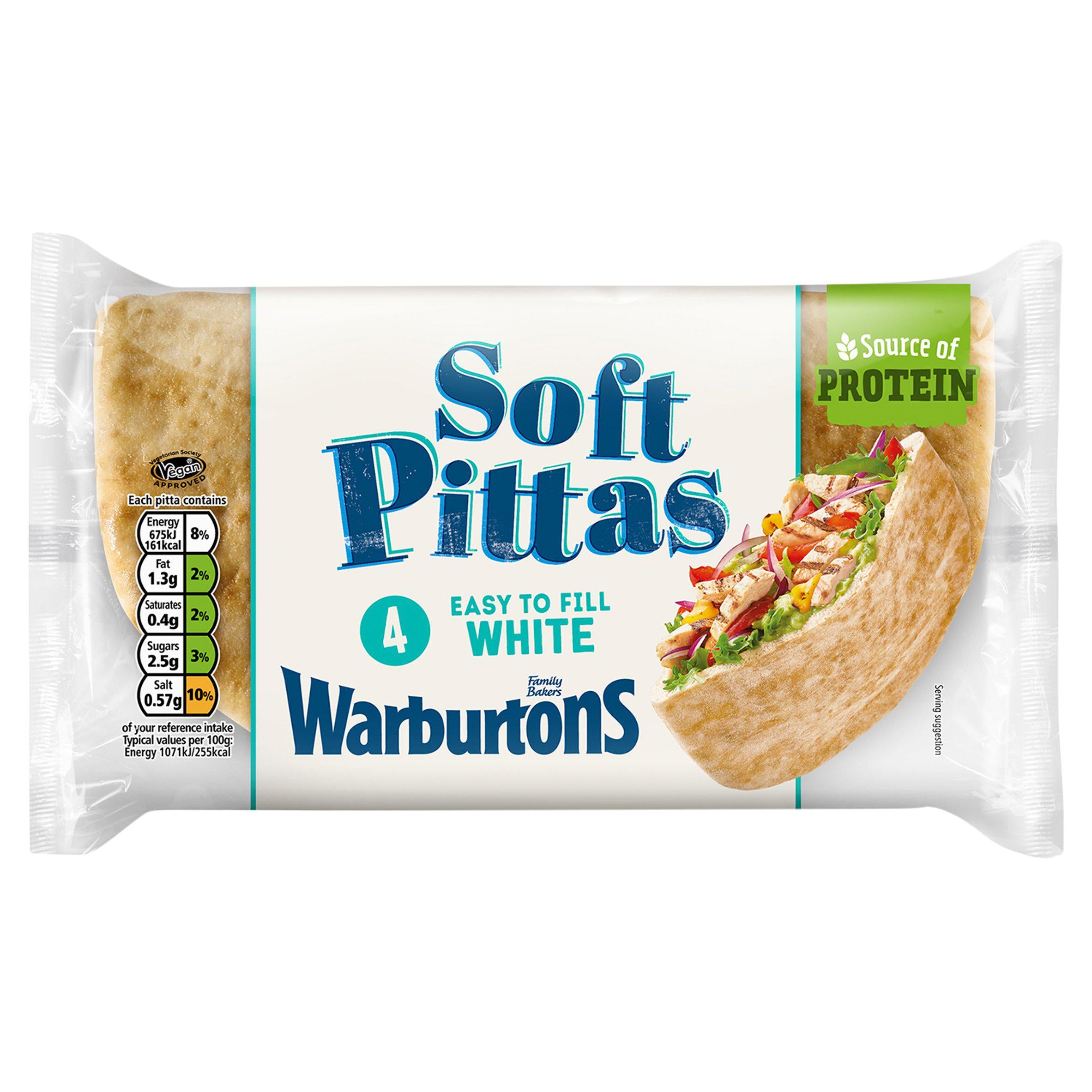 Warburtons White Soft Pittas x4 GOODS Sainsburys   