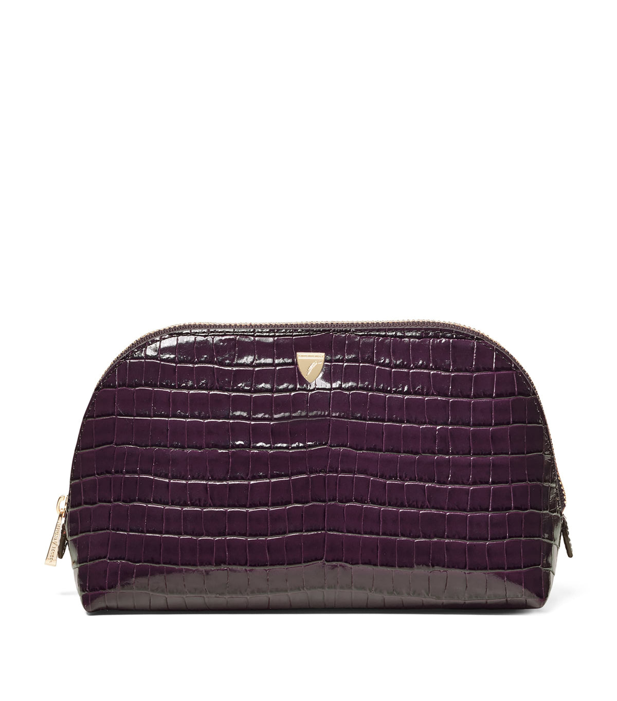 Aspinal of London small leather croc-embossed makeup bag - British product