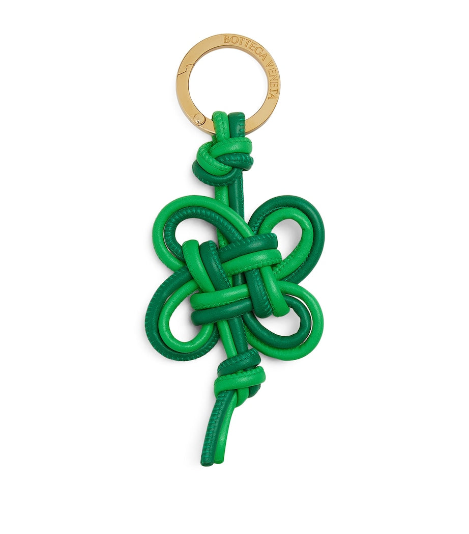Bottega Veneta leather quadrifoglio keyring, UK version
