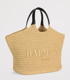 Balmain faux raffia logo tote bag - British product