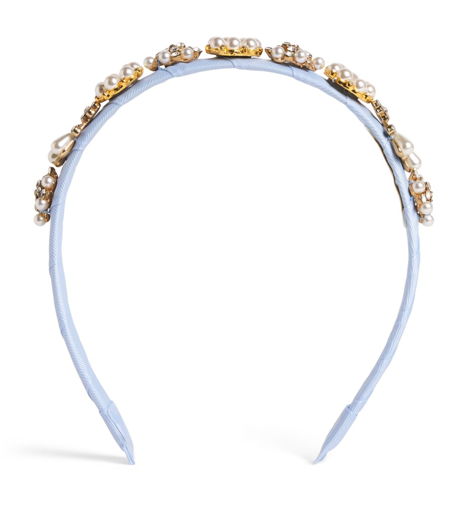 David Charles diamanté and faux pearl-embellished headband - British product