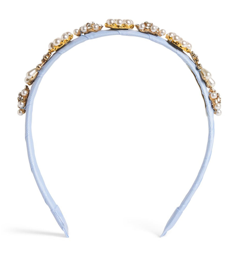 David Charles diamanté and faux pearl-embellished headband - British product