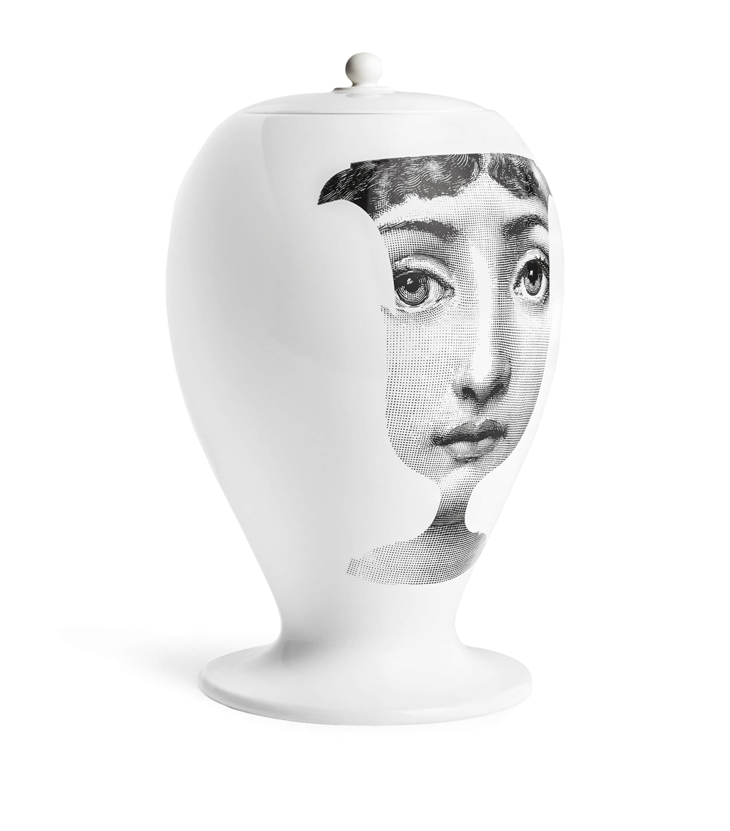 Fornasetti porcelain decorative vase with silhouette design, 30cm tall - British product