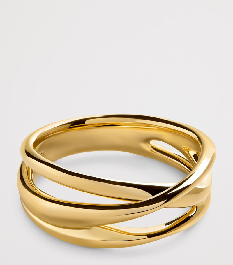 Monica Vinader Nura Crossover Ring in gold vermeil (British brand)