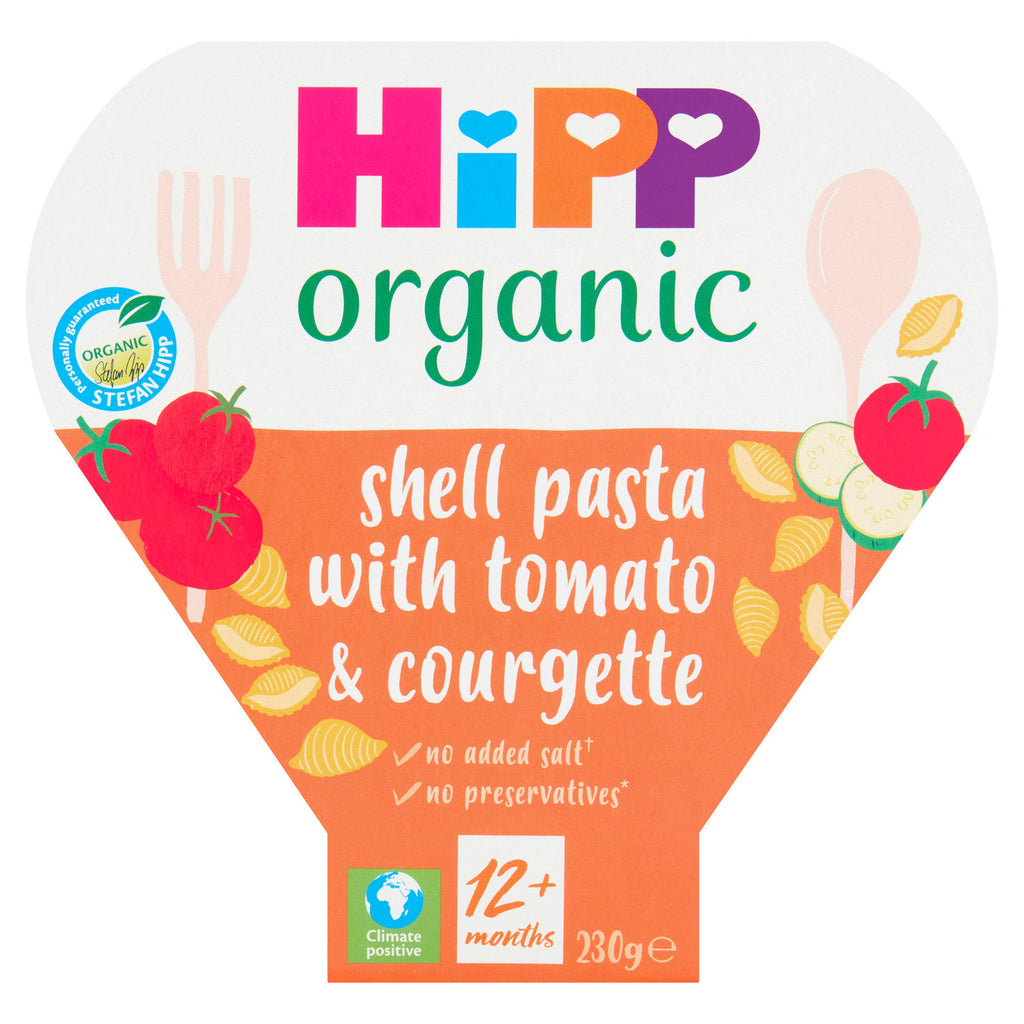 HiPP Organic Shell Pasta with Tomato & Courgette Toddler Tray Meal 1-3 Years 230g