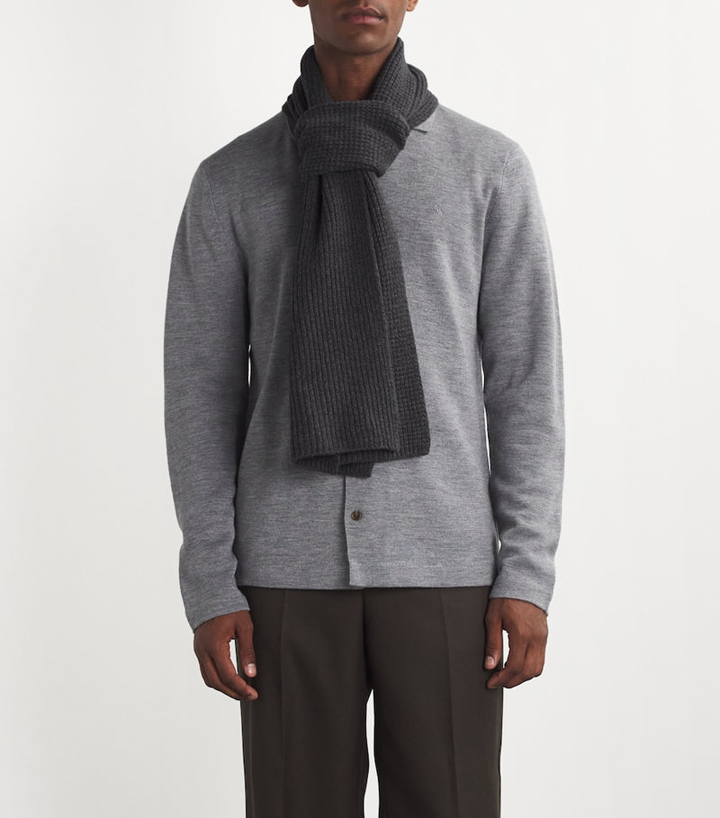 Sunspel wool-cashmere waffle scarf 180cm, UK version