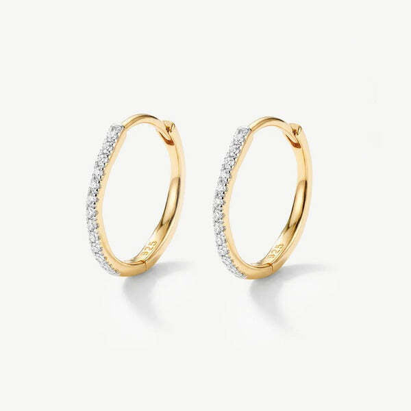 MUCHV two-tone tennis hoop earrings, imported from the UK