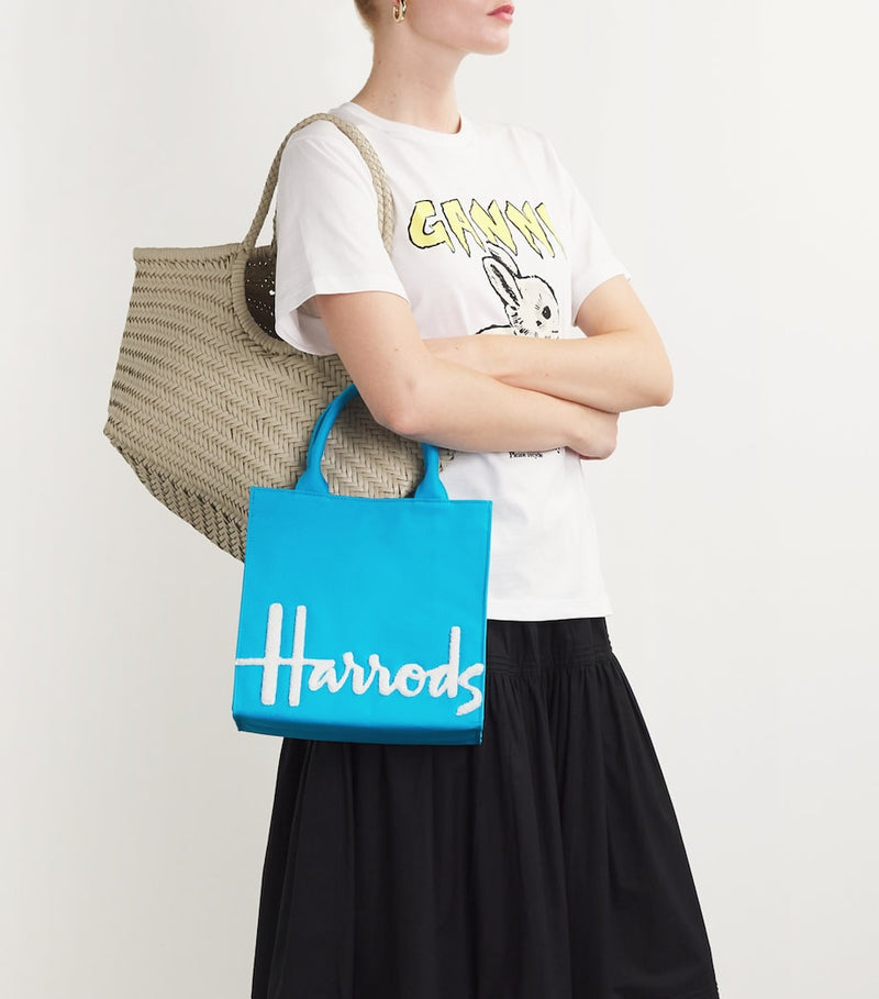 Harrods small cotton logo tote bag (British brand)