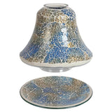 Blue gold crackle candle jar shade and tray set, UK version
