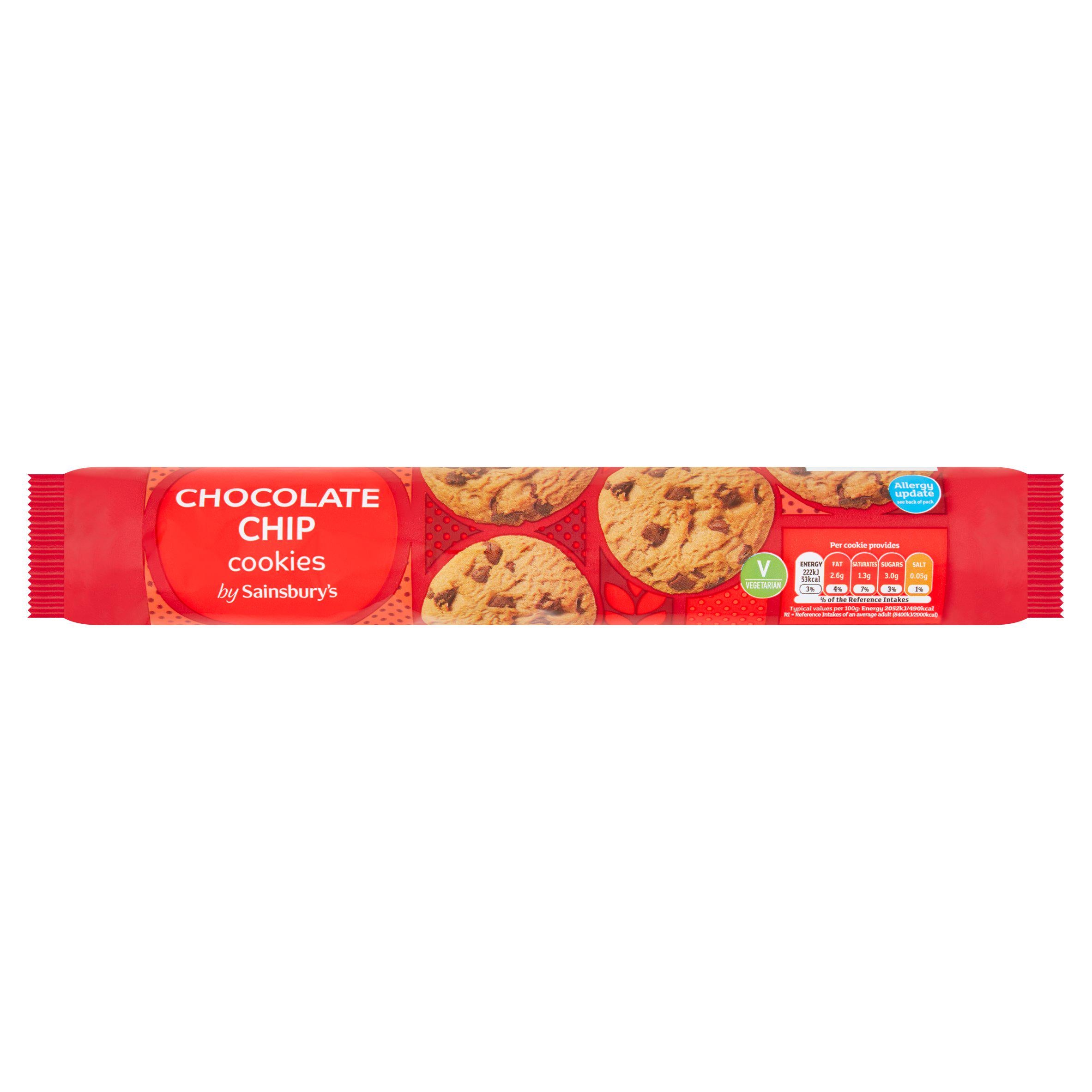 Sainsbury's Chocolate Chip Cookies 250g Cookies Sainsburys   