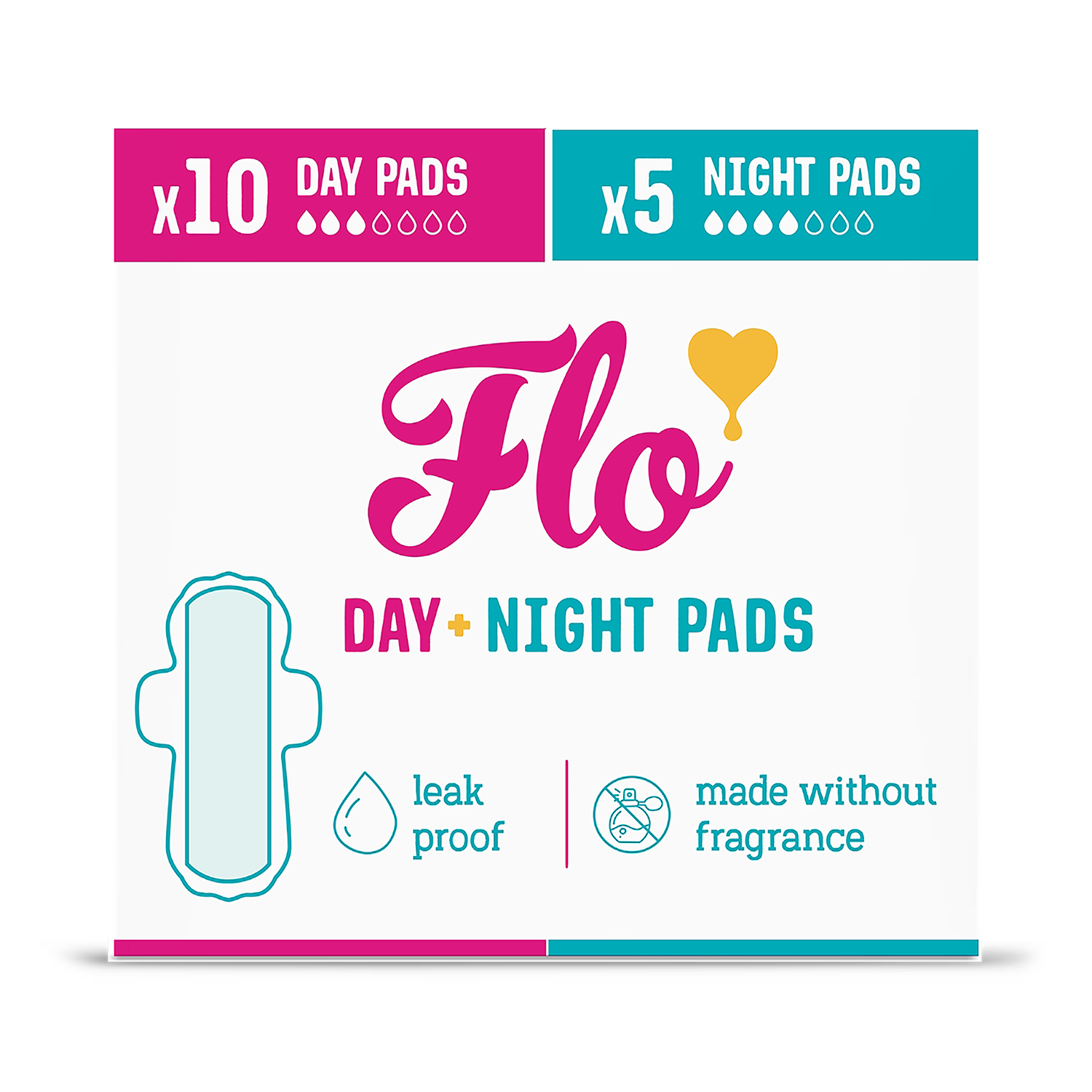 Flo Bamboo Period Pads Combo Pack 15 Pads - British product