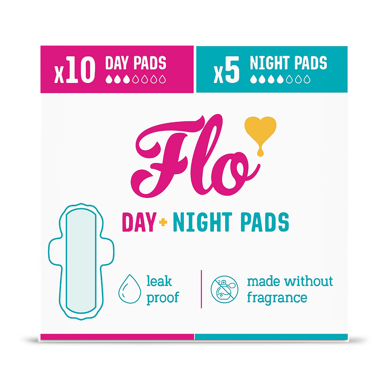Flo Bamboo Period Pads Combo Pack 15 Pads - British product