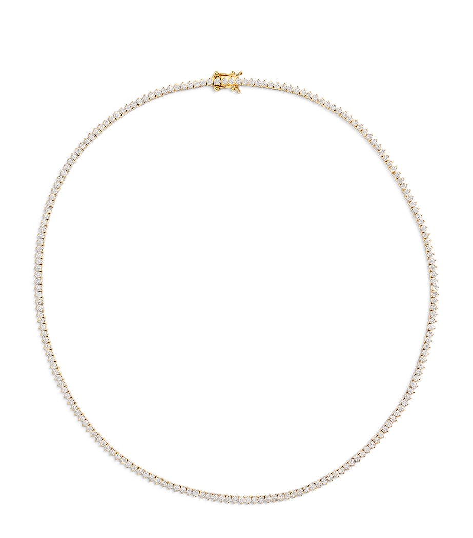Harrods yellow gold diamond tennis necklace 5.25ct, imported from the UK