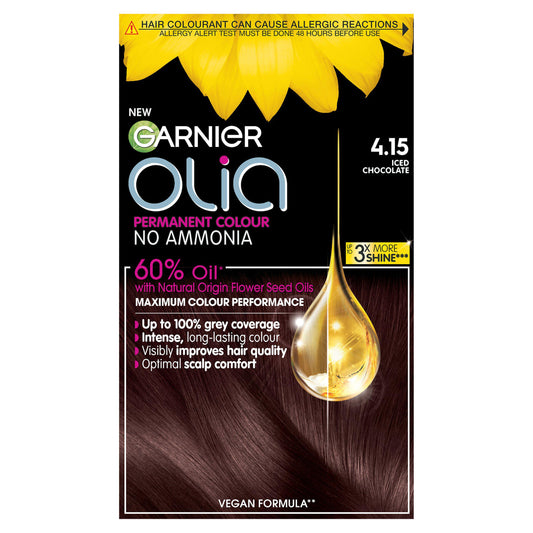 Garnier Olia Permanent No Ammonia Hair Dye Iced Chocolate Brown 4.15 Brunette Sainsburys   