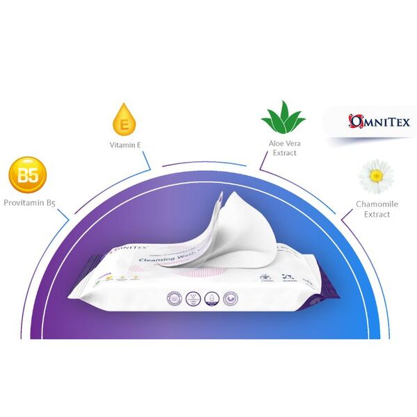 Omnitex incontinence wipes with barrier cream 52 wipes - British product