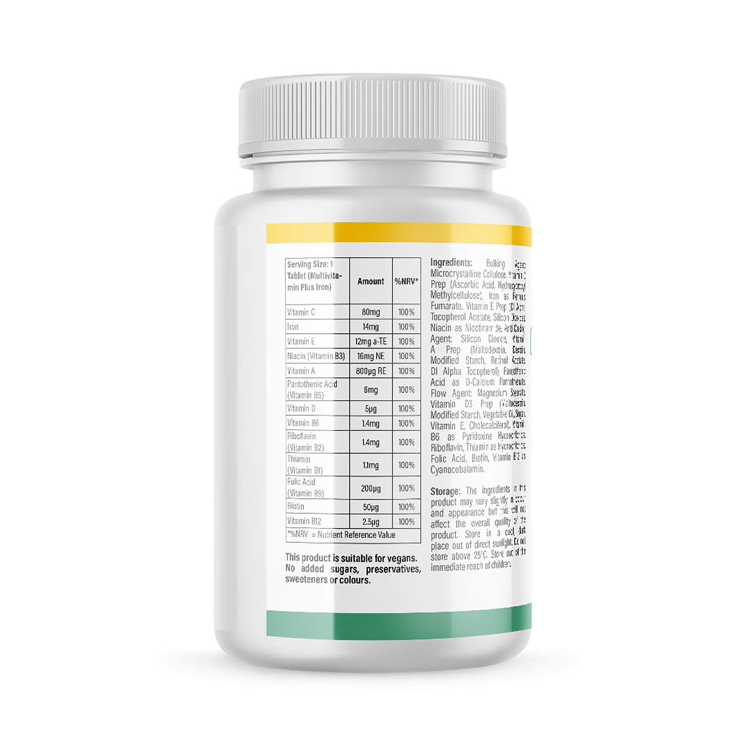 Multivi multivitamin plus iron tablets, imported from the UK