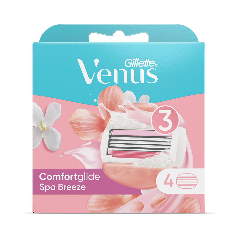 Venus Comfort Glide Spa Breeze razor blade refills 4 count, UK version
