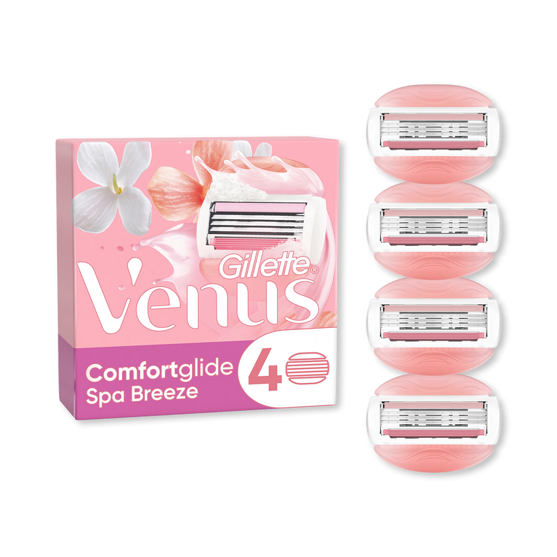 Venus Comfort Glide Spa Breeze razor blade refills 4 count, UK version