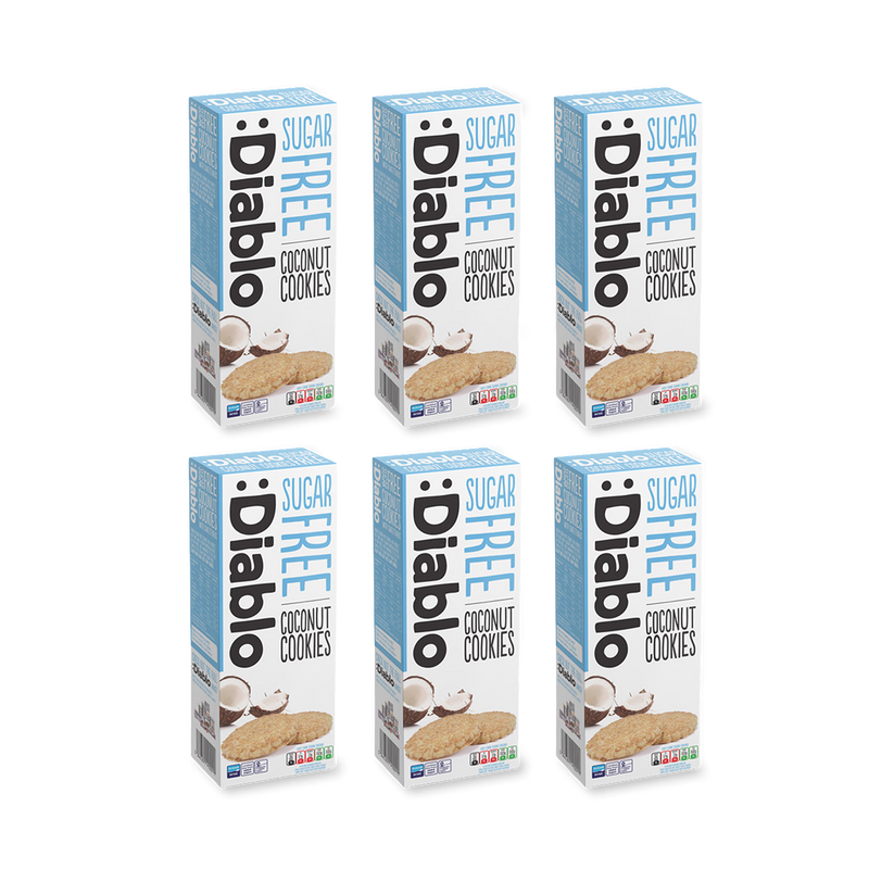 Diablo sugar free coconut cookies 150g pack of 6, imported from the UK