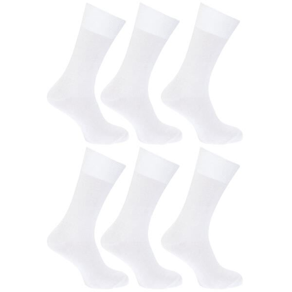 FLOSO Mens 100% Cotton Socks (Pack Of 6) (UK Shoe 6-11) GOODS Superdrug White  