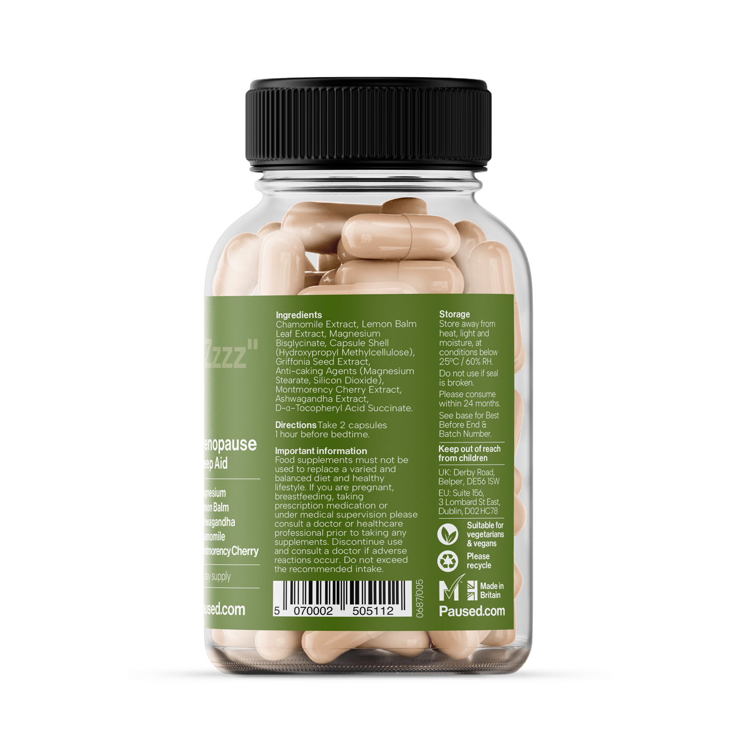 Paused Sleep Aid 60 capsules (British brand)