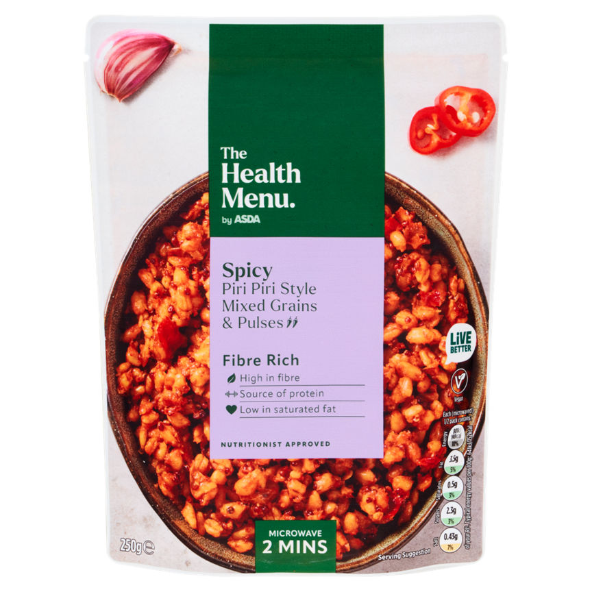 The Health Menu by ASDA Spicy Piri Piri Style Mixed Grains & Pulses 250g