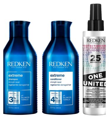 REDKEN Extreme Shampoo, Conditioner and One United Multi-Benefit Leave In Conditioner Bundle GOODS Boots   