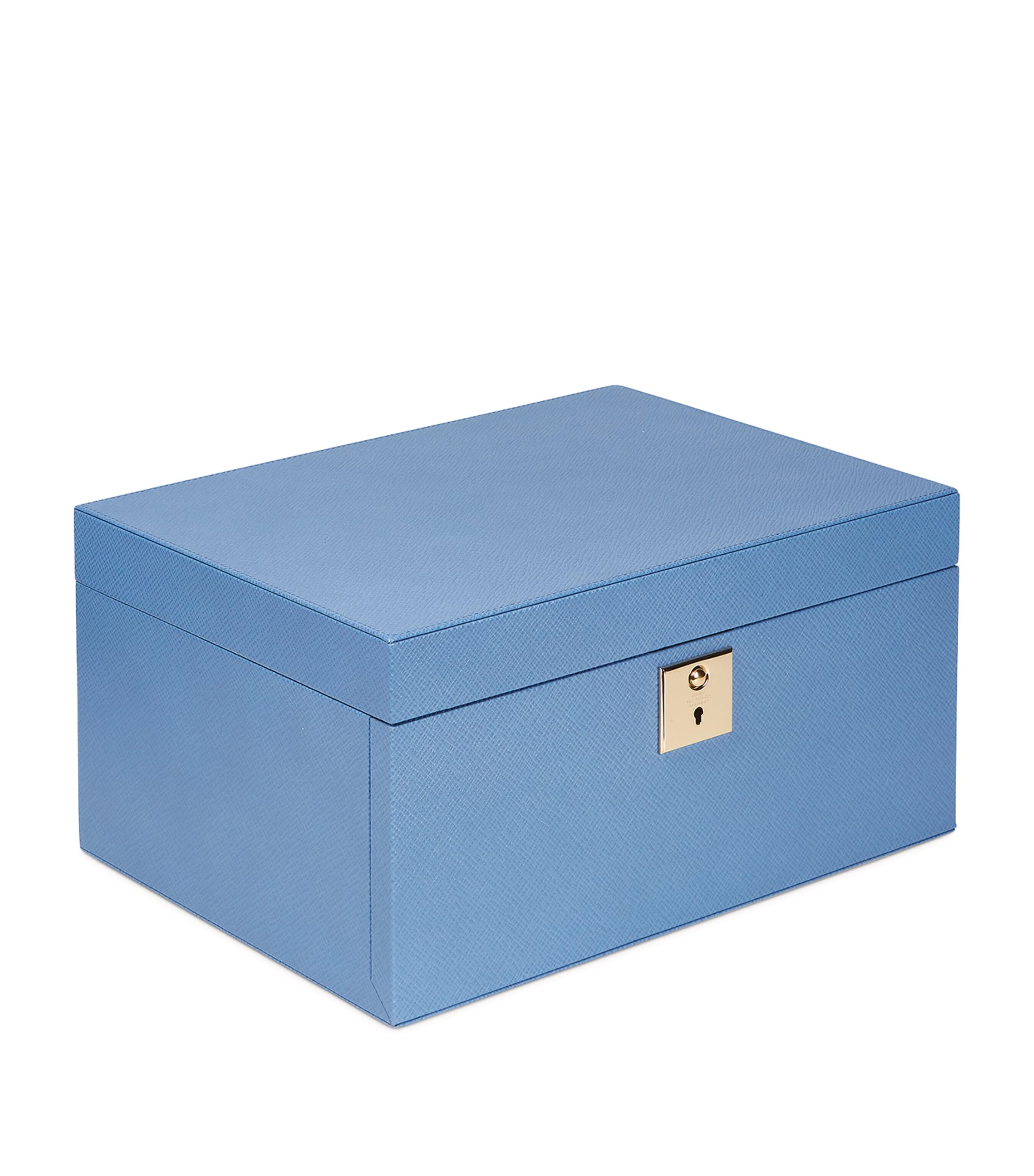 Smythson Panama jewellery box with three drawers and turnlock fastening (British brand)