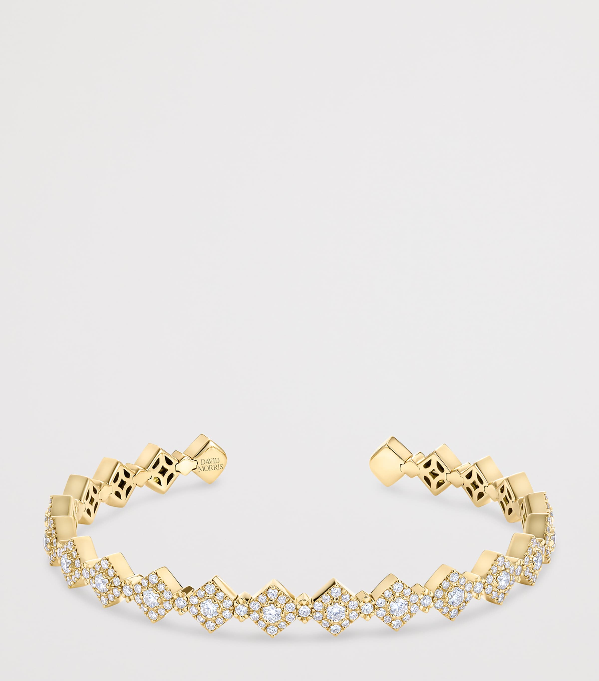 David Morris Triolette square bangle in yellow gold and diamonds (British brand)