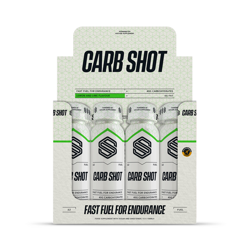 Soccer Supplement Endurance Carb Shots lemon and lime flavour 100ml 12 pack (British brand)