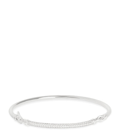 Harrods Astrid & Miyu Rhodium-Plated Pavé Knot Bangle- Buy online at McGrocer