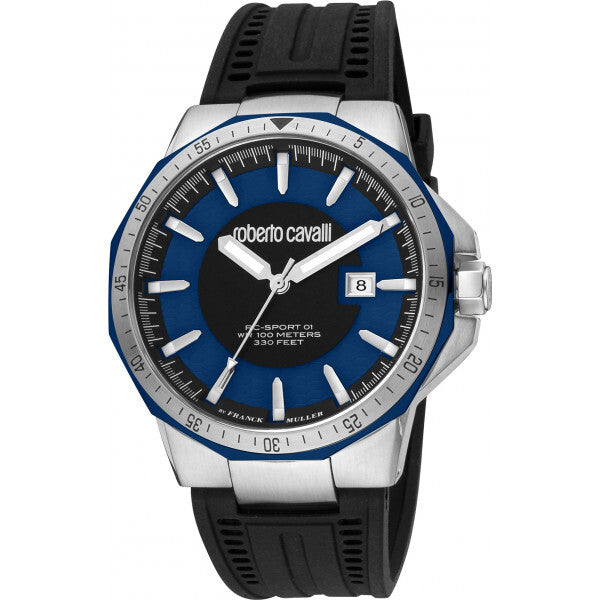 Roberto Cavalli black men's watch rubber strap (British brand)