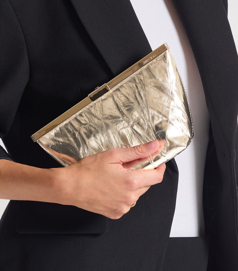 Jimmy Choo metallic leather Ganache clutch bag, UK version