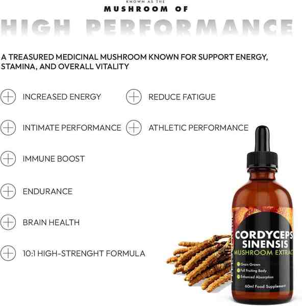 Feel Supreme Cordyceps mushroom liquid extract 60ml, imported from the UK