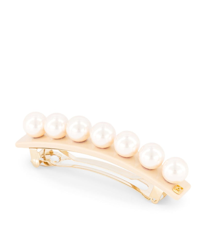 Alexandre de Paris oversize pearl-detail slide hair clip 8cm, imported from the UK
