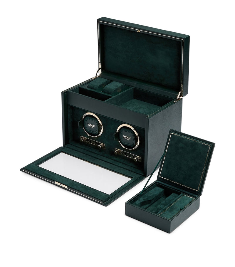 WOLF vegan leather double watch winder British Racing Green, UK version