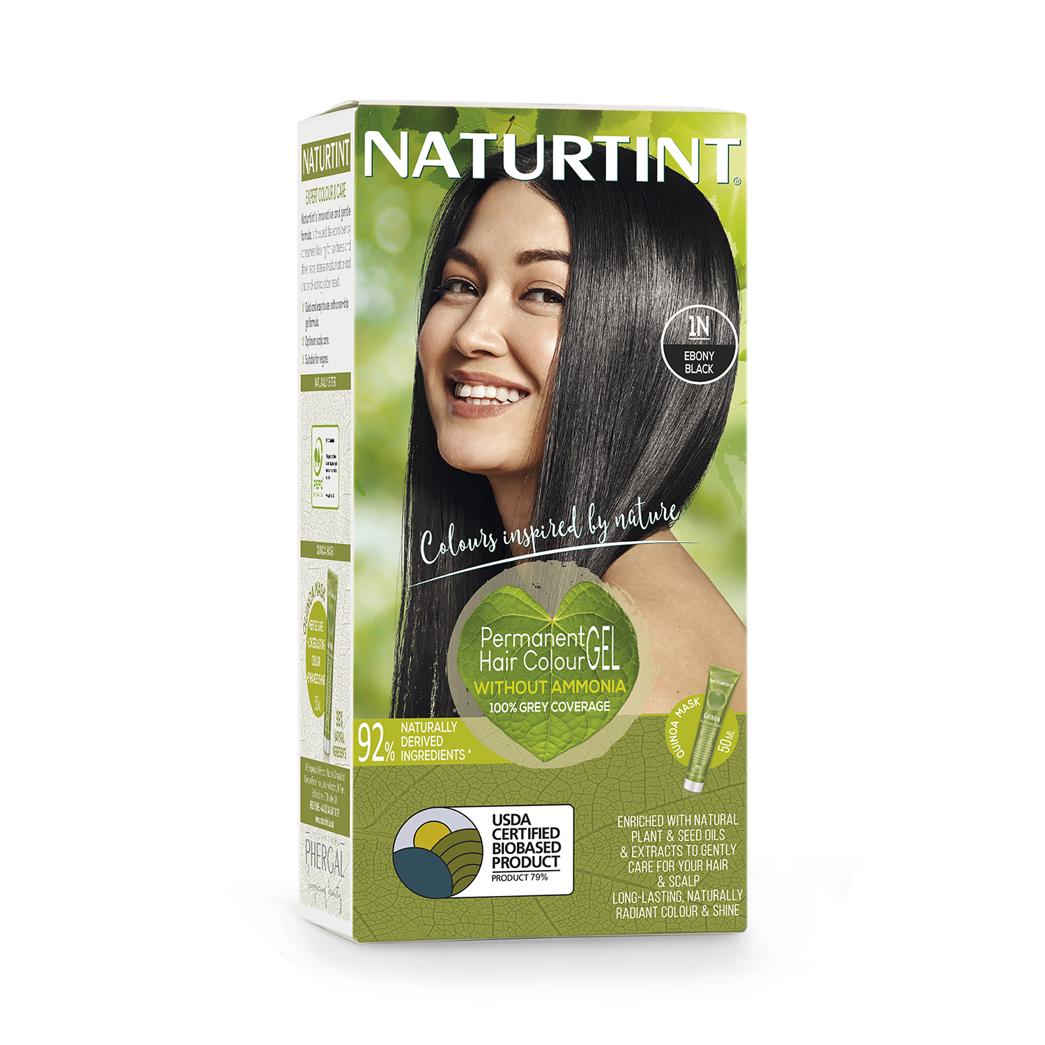 Naturtint Permanent Hair Colour 1N Ebony Black, imported from the UK