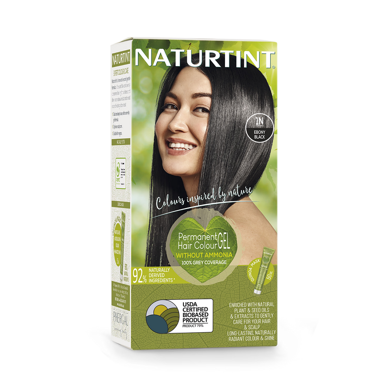 Naturtint Permanent Hair Colour 1N Ebony Black, imported from the UK